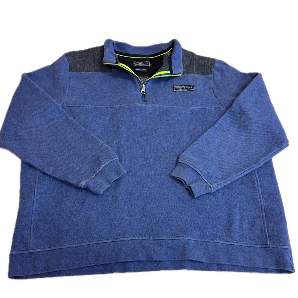 Vineyard Vines Shirt Mens XL‎ Blue Saltwater Fleece Shep Quarter Zip 1K001981